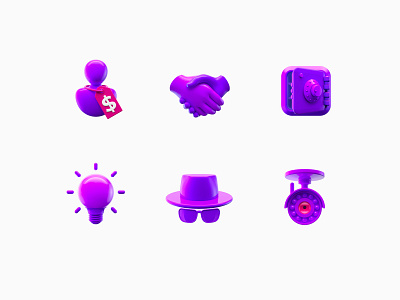 Purple 3D icons 3d 3d art 3d icon 3d illustration agent icon camera icon clean icons handshake icon icon icons idea icon illustration privacy privacy icons safe icon security security icons simple icon user icon