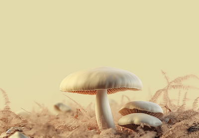 Creme Mushroom 🍄‍🟫 3d animation branding brown creme food graphic design icon illustration logo motion graphics mushroom organic realistic reinspire shroom ui