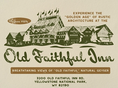 Old Faithful Inn Matchbook Cover badge design illustration national park design old faithful inn outdoors patch retro vintage wilderness yellowstone yellowstone national park