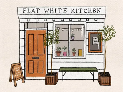 Flat White Kitchen, Durham architecture art bespoke bespoke illustration digital illustration drawing façade illustration illustration procreate