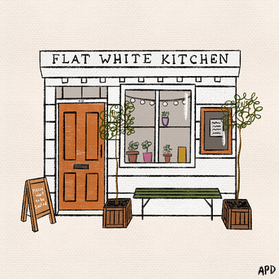 Flat White Kitchen, Durham architecture art bespoke bespoke illustration digital illustration drawing façade illustration illustration procreate