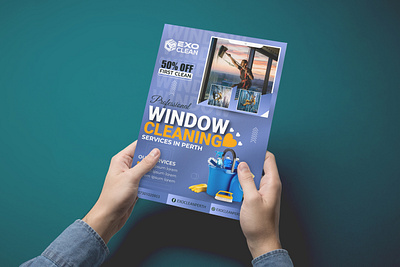 Window Cleaning Services Flyer Design apartment cartoon illustration cleaning flyer cleaning lady flat flyer flyer design flyer template graphic designer home poster home service housewife md shakil mop people poster design print sumvectorxl vector window