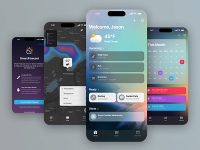 iOS Smart Forecast calendar design ios map mobile planner schedule ui ux weather