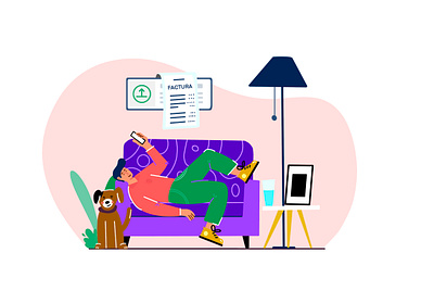 Submit a clame cat dog dribbble frame illustration interface invoice lamo livingroom pet rest sofa ui