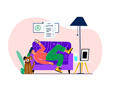 Submit a clame cat dog dribbble frame illustration interface invoice lamo livingroom pet rest sofa ui