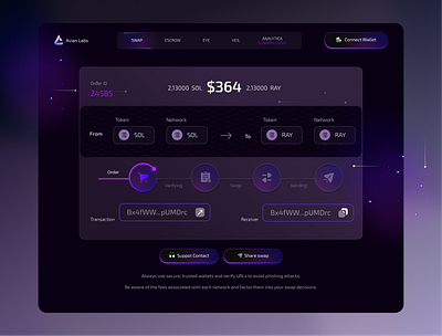 DEFI PLATFORM AVIAN blockchain connect wallet crypto cryptocurrency cryptoexchange dapp dashboard defi light mode liquidity pay platform sol solana swap token trade uxdesign web3 website