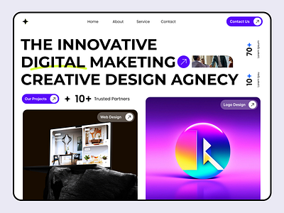 Creative Design Agency Website agency creative creative design design design agency digital agency digital marketing header hero section home page logo design marketing social media ui uiux unique design web app website website design website hero