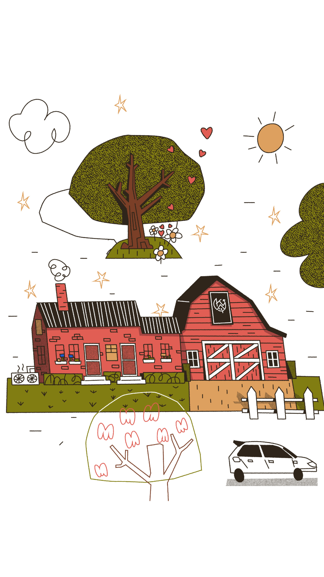Home barn boston chimney flat home house illustration illustrator nature new england smoke tree vector