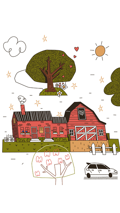 Home barn boston chimney flat home house illustration illustrator nature new england smoke tree vector