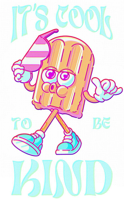 It's Cool To Be Kind art cartoon character comic design funk graphic groovy illustration illustrator pop retro seventies type typography vintage