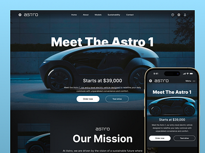 Modern EV Landing Page Design design electronic vehicle ev figma figma prototype landing page modern web design prototype ui web design