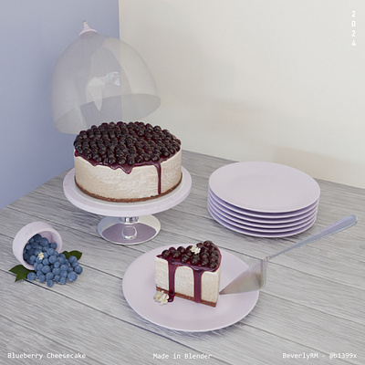 < 🍰Blueberry Cheesecake🫐 > 3d blender cake cute semirealistic