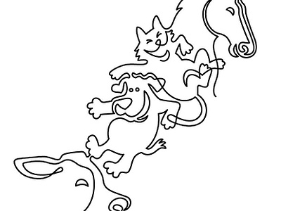 Single line illustration animals charaters design illustration photoshop