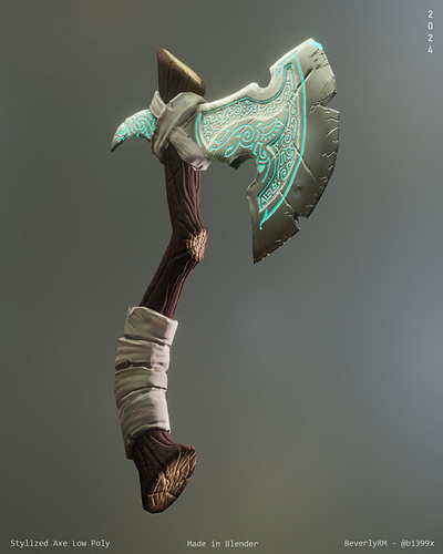 🪓Stylized Axe Low Poly🪓 3d asset axe blender lowpoly prop sculpting stylized videogames weapon