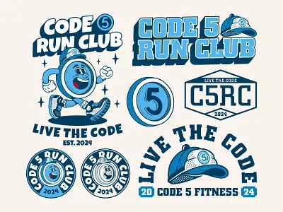 Code 5 Run Club - Retro Mascot Logo Branding branding branding logo cartoon illustration graphic design illustration logo mascot illustration retro cartoon retro illustration retro mascot retro mascot illustration tshirt design vintage cartoon visual branding
