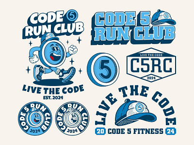 Code 5 Run Club - Retro Mascot Logo Branding branding branding logo cartoon illustration graphic design illustration logo mascot illustration retro cartoon retro illustration retro mascot retro mascot illustration tshirt design vintage cartoon visual branding