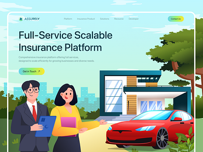 Insurance Website homepage 2d illustration b2b branding fintech design graphic design header homepage illustration insurance insurance brokerage landing page product website property property finder property management real estate uiux vector web finance website