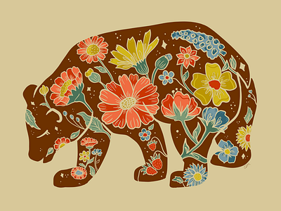 Mama Bear bear floral illustration mama bear