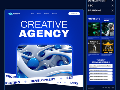 Agency Website Landing Page Design agency agencywebsite app blue branding creative dashboard design graphic design illustration landing page marketing mobile product shihab typography ui uiux ux website