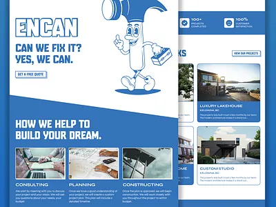 Construction Website Redesign branding cartoon character construction design graphic design illustration mascot trades ui user experience user interface ux web design website design