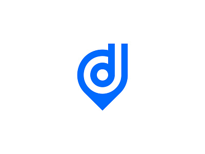 Letter D Pin Location Logo blue brand identity branding design dynamic d logo geo gps icon letter d location map mark navigation pin route symbol tracker travel trip