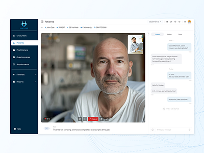 Telemedicine | Video Call UI | EHR branding chat doctor ehr emr health healthcare patient telemedicine ui uiux videocall webui