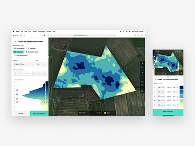 Responsive Prescription Map Generation agriculture design desktop field green map mobile prescription responsive saas software tech ui ui design uiux ux vra web