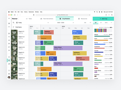 Crop Rotation Planner agriculture app chart crop design desktop digital field gantt overview planner planning saas smart timeline ui ui design uiux ux