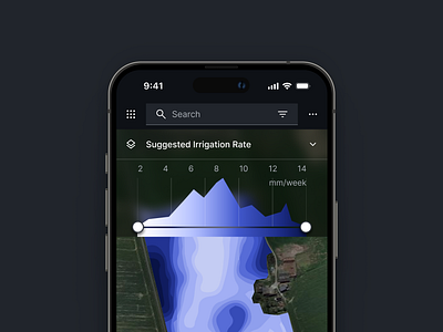 Irrigation Advisor app chart dark data design digital explorer farming interactive irrigation map rate smart ui ui design uiux ux viz vizualisation water