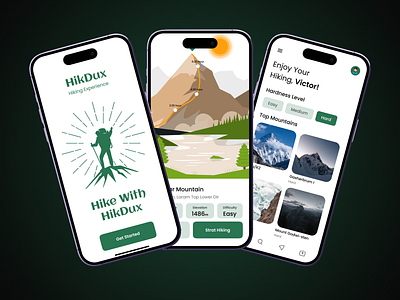 Hiking App UI Design app design app ui design app ui ux design hiking hiking app design hiking ui design hiking ui ux home screen design onboarding screen design splash screen design ui ux hiking ui ux hikinh