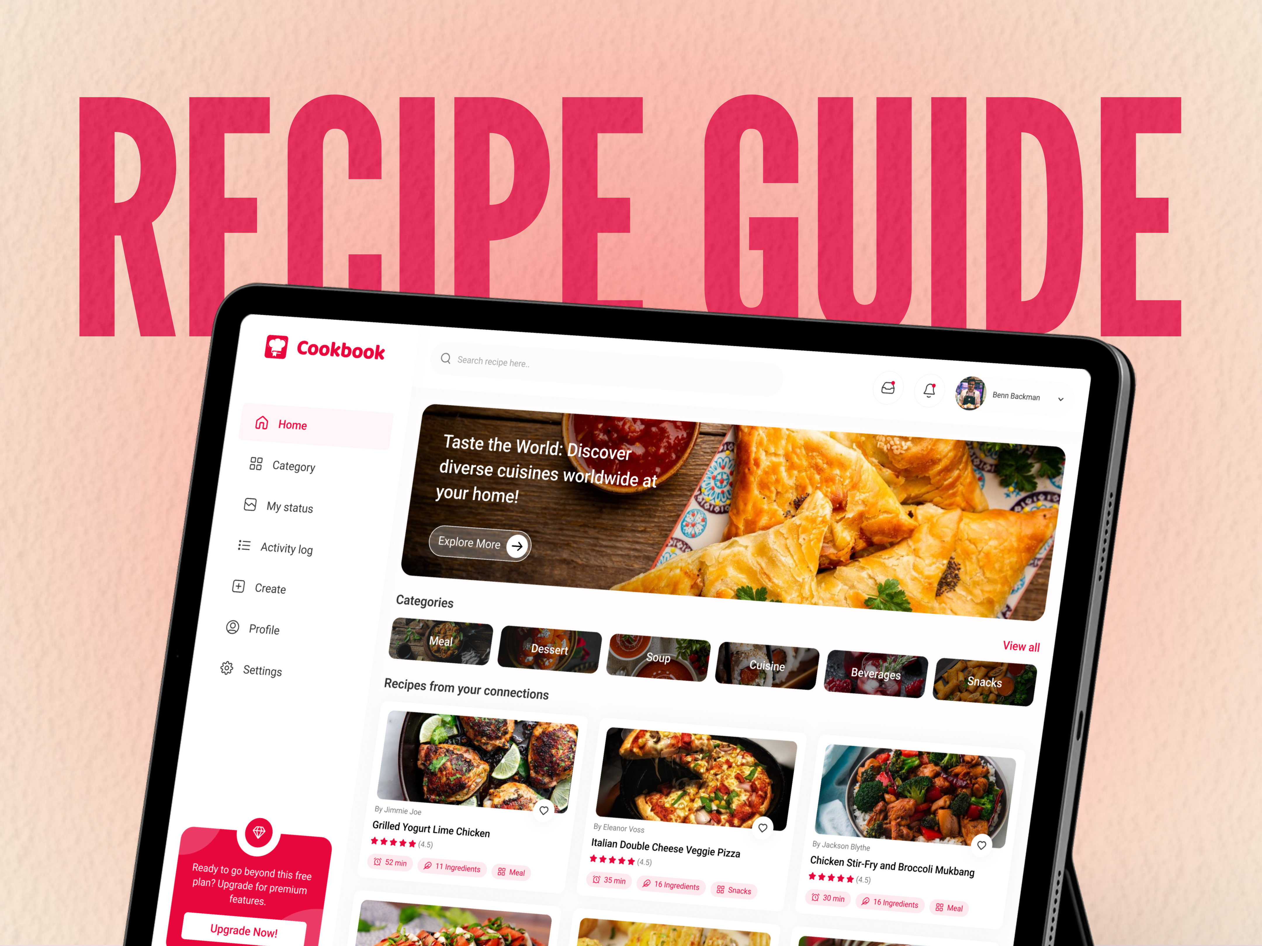 Recipe Guide Web Application design design inspiration design trends figma illustration recipe recipe guide recipe guide website recipe website ui ui design uiux uiux design web application website