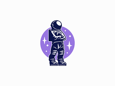 Cosmic Guardian Logo astronaut branding cosmic cosmonaut cosmos design emblem icon identity illustration logo man mark science space sports stars symbol tech vector