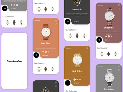 Elegant Watch Collection App appdesign creativedesign design designinspiration dribbble elegantdesign luxurydesign minimaldesign mobileapp moderndesign productdesign prototype responsivedesign ui userexperience userinterface ux visualdesign watchdesign