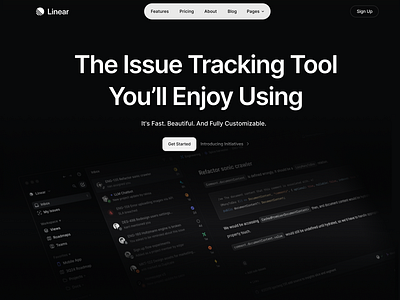 Linear.app Homepage Redesign for Landed figma saas ui web design