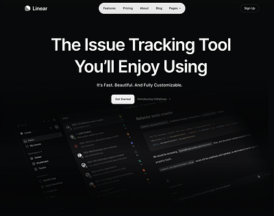 Linear.app Homepage Redesign for Landed figma saas ui web design