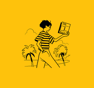 Monocle ad #28 beach book editorial illustration girl illustration monocle reading sea spot illustration