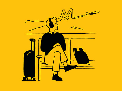 Monocle ad#30 airport editorial illustration flight illustration monocle spot illustration travel waiting