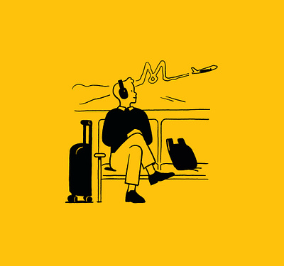 Monocle ad#30 airport editorial illustration flight illustration monocle spot illustration travel waiting