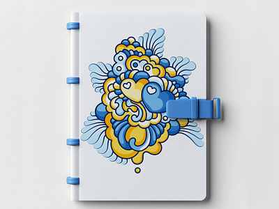 Blue Yellow Illustration abstract blue yellow colourful design doodle doodling illustration pattern ukrainian vector yellow blue