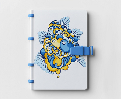 Blue Yellow Illustration abstract blue yellow colourful design doodle doodling illustration pattern ukrainian vector yellow blue