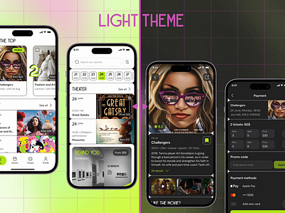 Entertainment center mobile app design animation app darkmode design entertainmentapp eventbooking ightmode interactivedesign ios mobile modernui movieapp personalizedexperience theaterapp ticketbooking ui uiuxdesign userexperience userfriendly ux