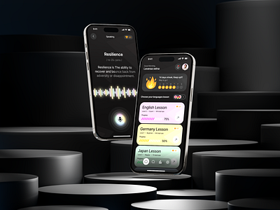 Lingoo - Language Learning App dark design langauge langauge learning learning mobile streak studying ui visual