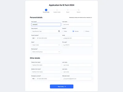 Application form application form clean ui form form elements input fields ui ui components ui design university ux web designs