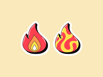 Fire stickers art blaze bonfire burn cartoon design fire flame heat hit hot icon illustration pop popular retro sticker super top vector