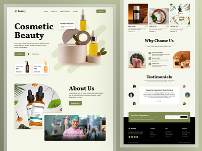 Cosmetic Website Design Landing Page beautybrand beautylandingdesign beautyproducts cosmetic cosmeticsdesign e commerce landing page radiantskin skin care uiuxdesign webdesign