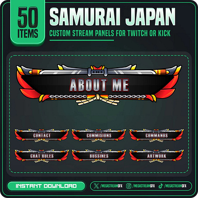 50x Samurai Japan Twitch Panels custom panel