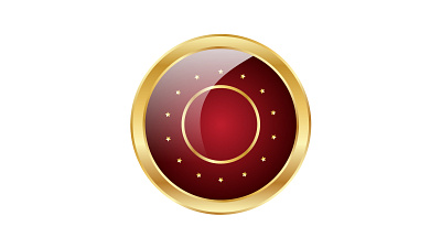 Red Golden Button 3d branding coin graphic design logo