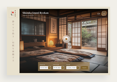 Japanese Ryokan hotel airbnb clean hotel minimalist stay ui website