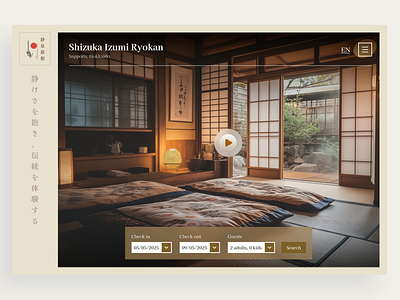 Japanese Ryokan hotel airbnb clean hotel minimalist stay ui website