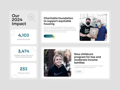 Econix Community Organization - Card Component card charitable charity childcare clean clear community component cta engaging families impact landingpage minimalist statistic support ui user experience ux website